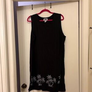 Black Mini Dress with Tropical Design